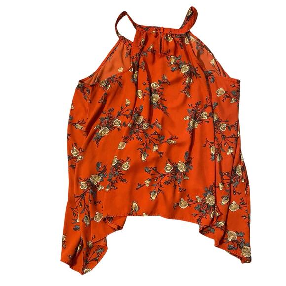 Torrid Size 4X Orange Floral High Neck Handkerchief Hem Tank Top plus size - Picture 3 of 6